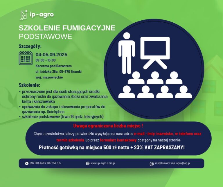 4-5 września 2025 szkolenie fumigacyjne podstawowe woj. mazowieckie